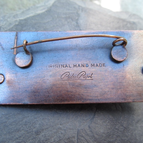 Vintage Pedro Pujol Modernist Brooch and Earrings Set Mid Century - Picture 2 of 4